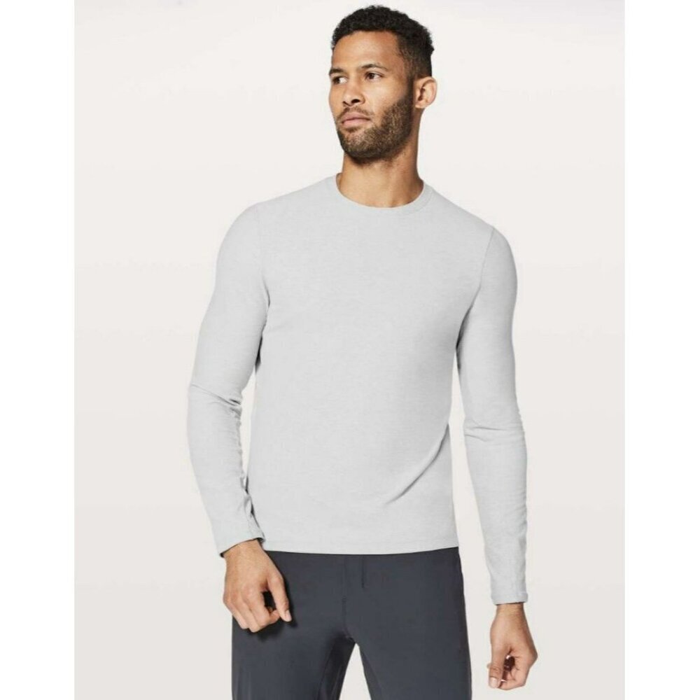 Lululemon Surge Warm Long Sleeve Heathered Sea Salt Size Large EUC